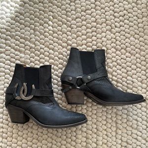 Free People x Understated Leather Lady Lucky Black Cowboy Ankle Boot